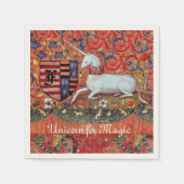 魔法フローラ紋章モノグラム用ユニコーン スタンダードカクテルナプキン (正面)