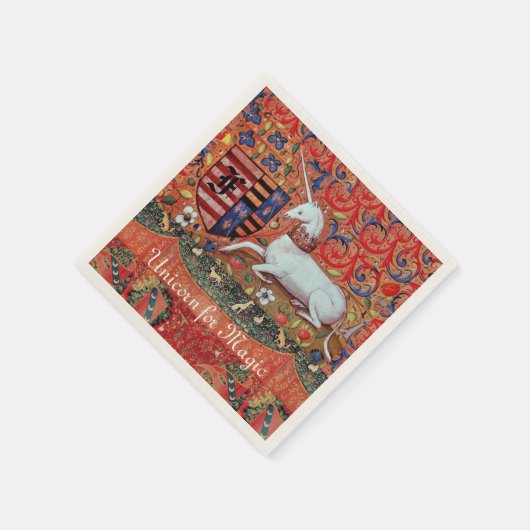 魔法フローラ紋章モノグラム用ユニコーン スタンダードカクテルナプキン (角)