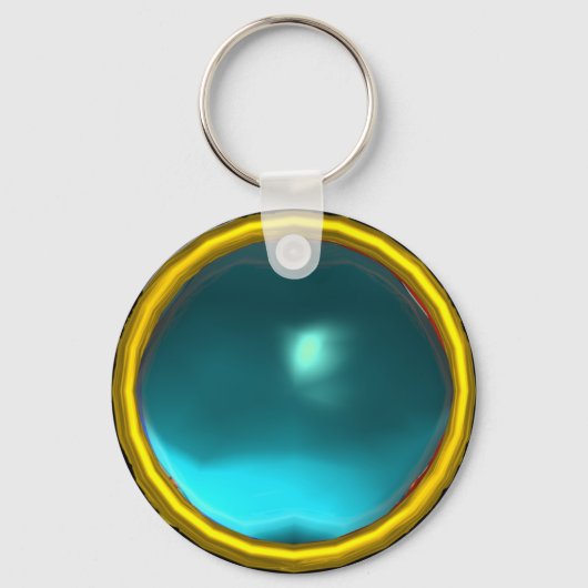魔法ブルーアクアマリンジェムストーン キーホルダー (正面)