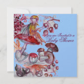 魔法ブルーマッシュルーム男の赤ちゃんシャワー 招待状 (正面)