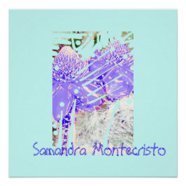 魔法ブルー水バラ光沢ポスター ポスター