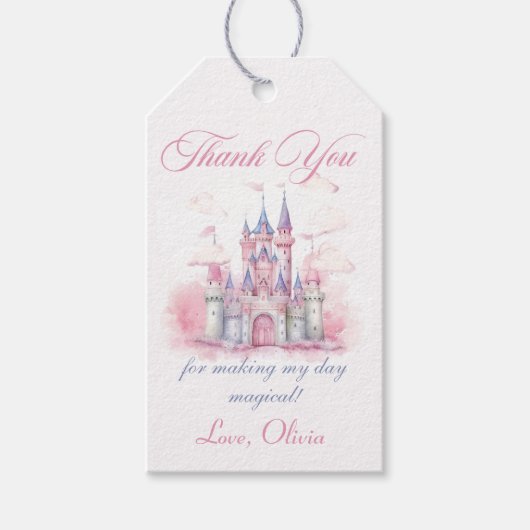 魔法プリンセスキャッスルガールバースデーパーティギフトラベル ギフトタグ (正面)