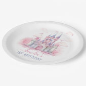 魔法プリンセス城誕生日紙プレート ペーパープレート (アングル)