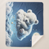 魔法ベア夢の夜パステルブルーアート シェルパブランケット (正面)