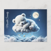 魔法ベア夢の夜パステルブルーアート ポストカード (正面)