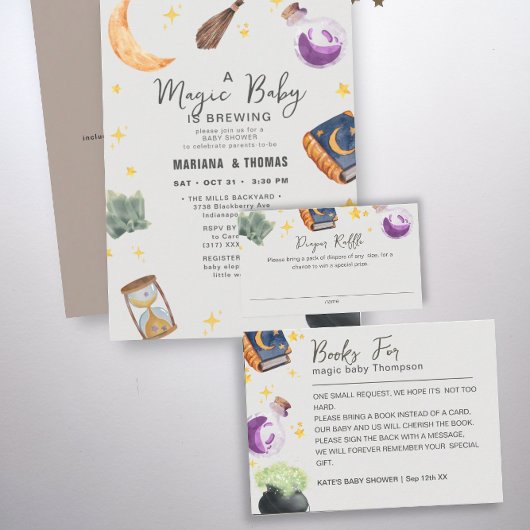 魔法ベビーハロウィンヌートブックリクエスト赤ちゃんシャワー エンクロージャーカード