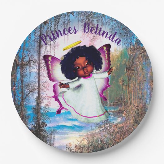 魔法ベビーバタフライフェアリー赤ちゃんシャワー ペーパープレート (正面)