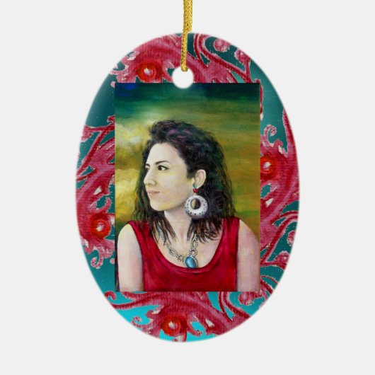 魔法ベリー写真テンプレートレッドルビー セラミックオーナメント (正面)