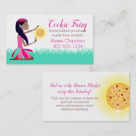 魔法ベーキングアフリカンアメリカンフェアリークッキーベーカリー 名刺 (正面/裏面)