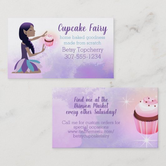 魔法ベーキングアフリカ系アメリカ人のフェアリー用の食器棚 名刺 (正面/裏面)