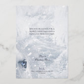 魔法ホワイトクリスマス、馬と鳩の雪の中 – 箔シーズンカード (裏面)