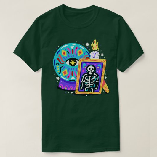 魔法ボールスケルトンハロウィーン Tシャツ (デザイン正面)