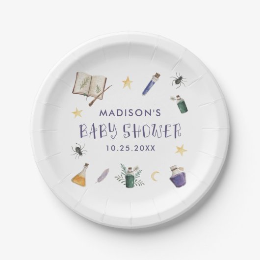 魔法ポーションお洒落ハロウィーンベイビーシャワー ペーパープレート (正面)