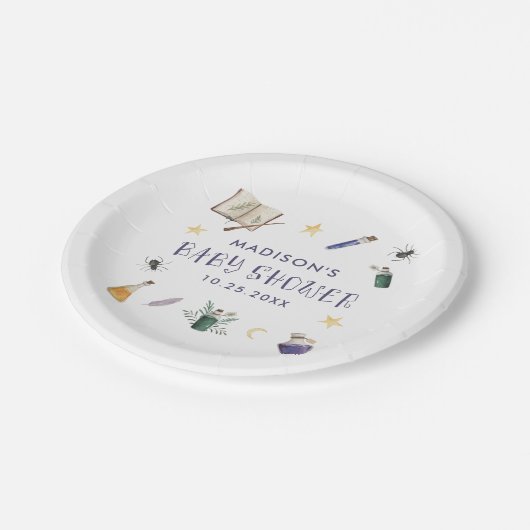 魔法ポーションお洒落ハロウィーンベイビーシャワー ペーパープレート (アングル)