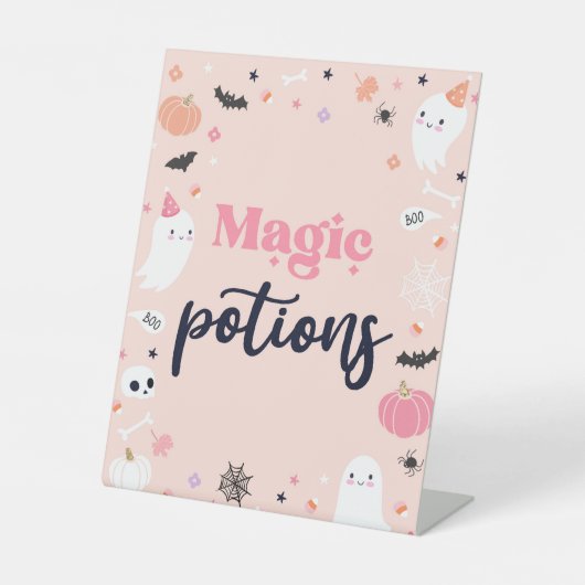 魔法ポーションかわいいハロウィーン幽霊誕生日デコール 台座サイン (正面)