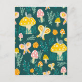 魔法マッシュルームかわいい蝶カタツムリ ポストカード (正面)