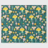 魔法マッシュルームかわいい蝶カタツムリ ラッピングペーパー (フラット)