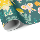 魔法マッシュルームかわいい蝶カタツムリ ラッピングペーパー (ロールコーナー)