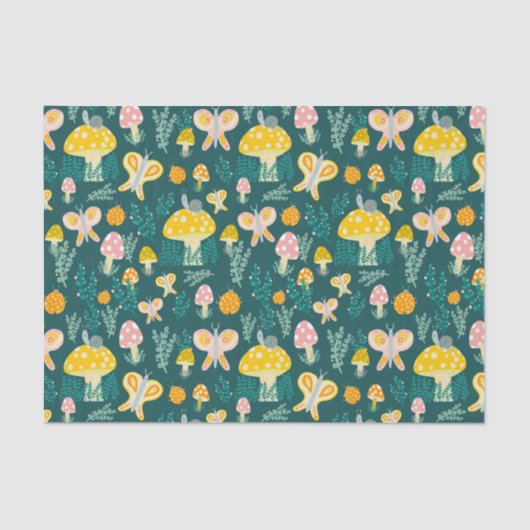 魔法マッシュルームかわいい蝶カタツムリ 薄葉紙 (正面)