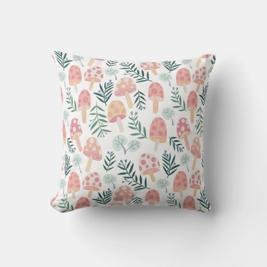 魔法マッシュルームの森のパターン クッション (正面)