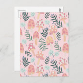 魔法マッシュルームの森のパターン ポストカード (正面/裏面)