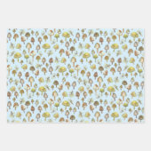 魔法マッシュルームの水の色の森のパターンギフト ラッピングペーパーシート (正面2)