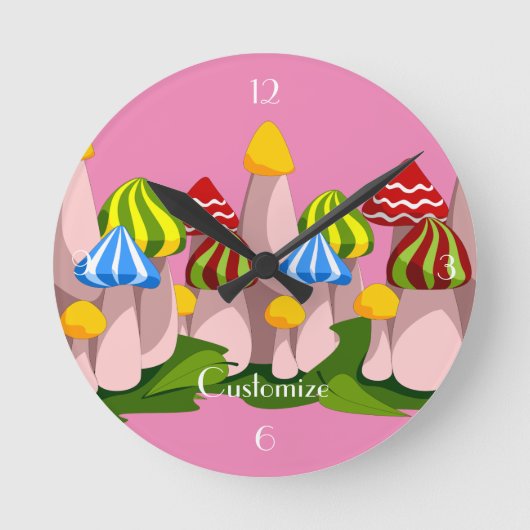 魔法マッシュルームカテドラルサンダー_コーブ ラウンド壁時計 (正面)