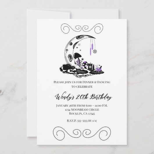 魔法マッシュルームクリスタルムーンガーデンバースデーパーティー 招待状 (正面)