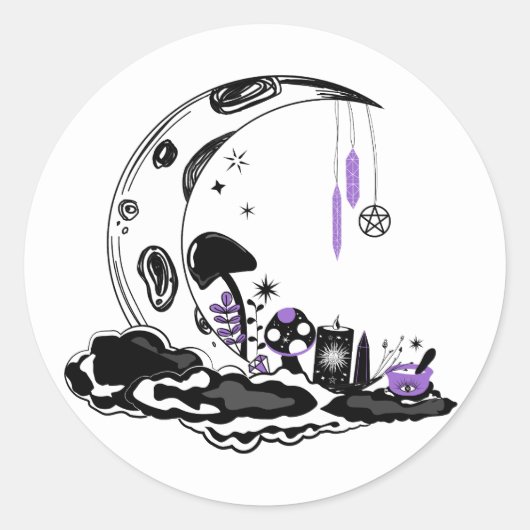 魔法マッシュルームクリスタルムーンガーデン誕生日 ラウンドシール (正面)