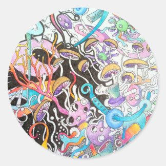 魔法マッシュルームラウンドステッカー ラウンドシール