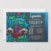 魔法マッシュルームレインボーグリッターお洒落誕生日 招待状 (正面)