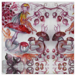 魔法マッシュルームレッドホワイトフローラファンタジー ファブリック