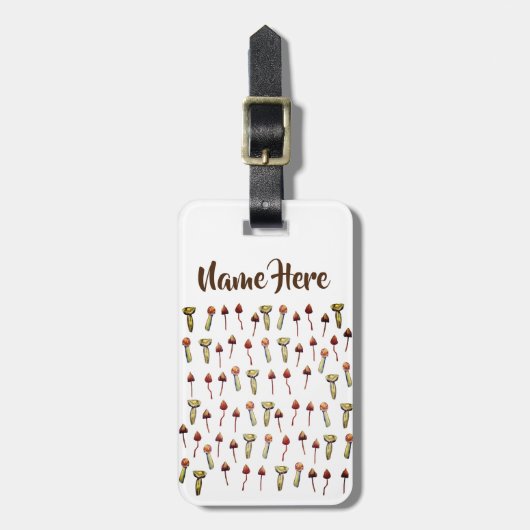 魔法マッシュルーム種水彩画 ラゲッジタグ (正面縦)