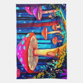 魔法マッシュルーム経路デザイン キッチンタオル (縦)