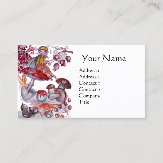 魔法マッシュルーム赤白ファンタジー 名刺 (正面)