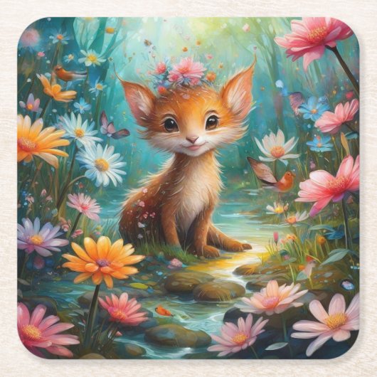 魔法マッシュルーム スクエアペーパーコースター (正面)