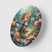 魔法マッシュルーム ラウンド壁時計 (傾斜)