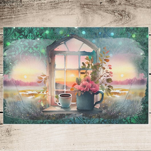 魔法マーシュモーニング – Coffee n Flowers in Window 薄葉紙