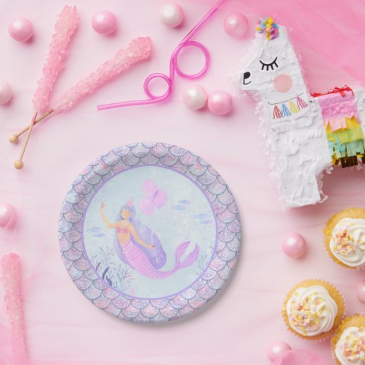 魔法マーメイドはかりで測バースデーパーティー ペーパープレート (パーティー)
