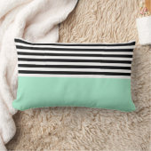 魔法ミントと白黒のストライプ ランバークッション (ブランケット)