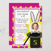 魔法ミー誕生日ピンク 招待状 (正面/裏面)