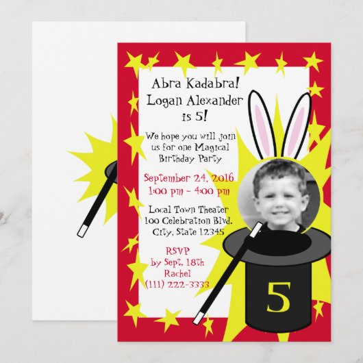 魔法ミー誕生日 招待状 (正面/裏面)