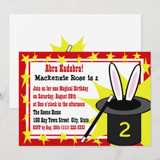 魔法ミー誕生日 招待状 (正面/裏面)