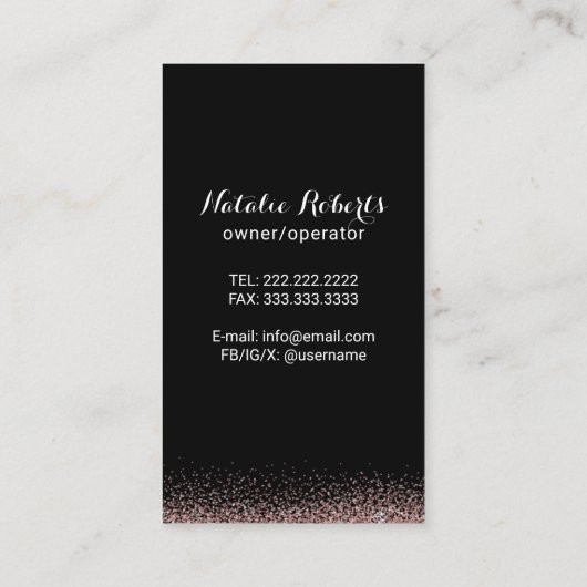 魔法メイドハウスクリーニングバラ金ゴールドグリッター 名刺 (裏面)