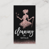 魔法メイドハウスクリーニングバラ金ゴールドグリッター 名刺 (正面)