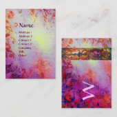 魔法メモリーズモノグラムピンクパープル明るい赤紫色ホワイト 名刺 (正面/裏面)