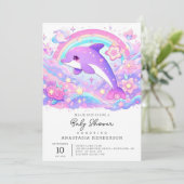 魔法モダンのイルカの赤ちゃんシャワー 招待状 (スタンド正面)