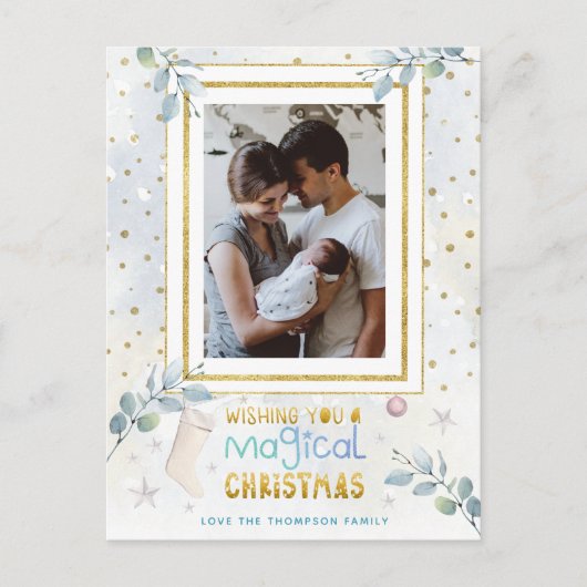 魔法モダンのクリスマスパステルカラー写真名 ポストカード (正面)
