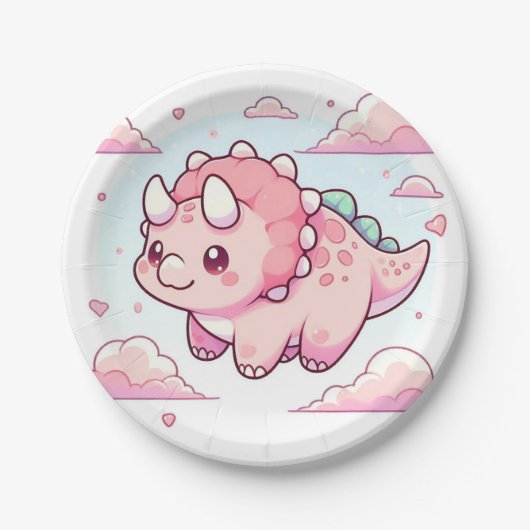 魔法モダンの恐竜の赤ちゃんシャワー ペーパープレート (正面)