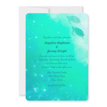 魔法モダンの海ビーチ結婚式招待状